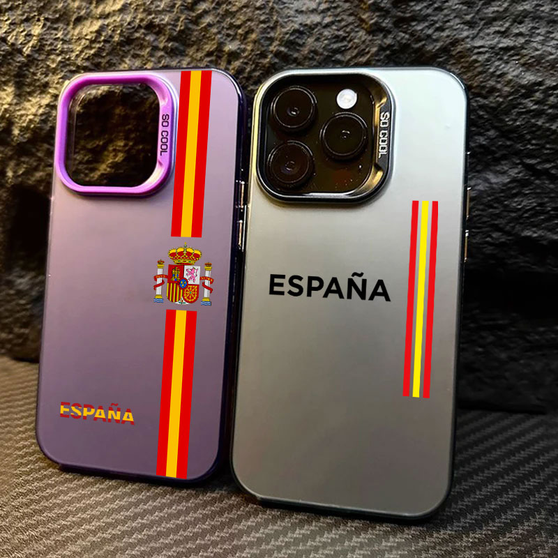 Espagne LOGO Espagne rouge jaune ligne Coque pour Apple iPhone 17 16e 16 14 15 13 11 Pro Max Plus 12 17Air antichoc Coque de téléphone