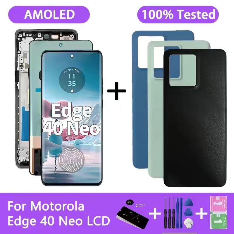 6,55-дюймовый Neo-дисплей AMOLED Edge40 с отпечатками пальцев для Motorola Edge 40 Neo ЖК-дисплей XT2307-1, дигитайзер сенсорного экрана в сборе