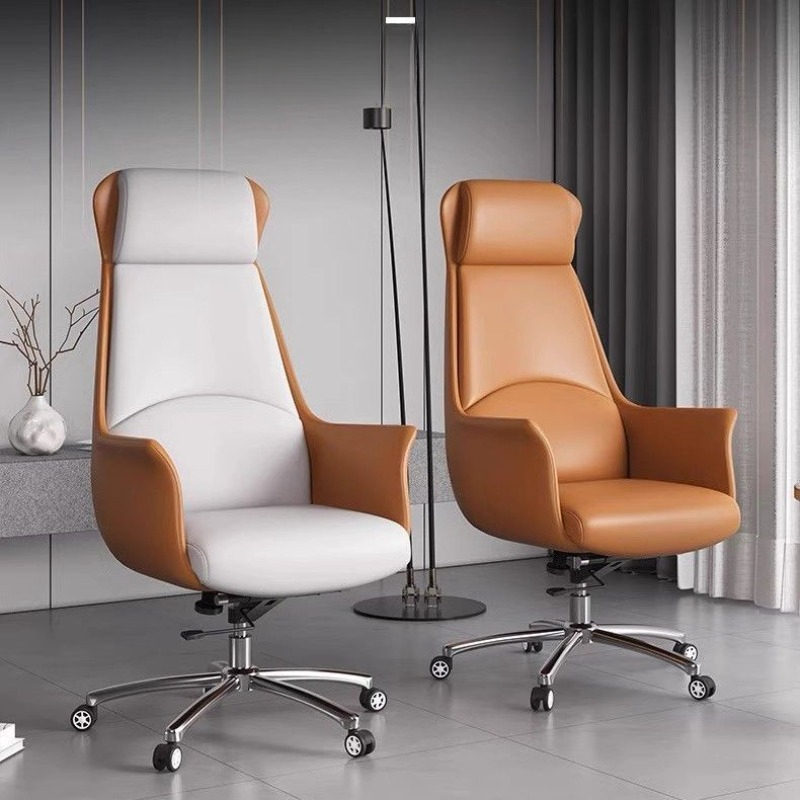 ใหม่แฟชั่นหนัง Boss Office เก้าอี้สํานักงานตามหลักสรีรศาสตร์นั่งสบาย Home Study เก้าอี้