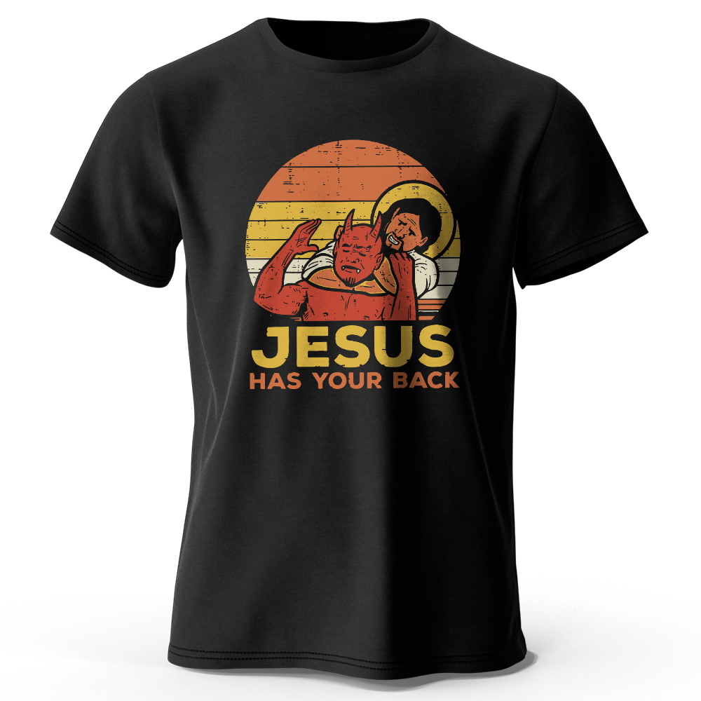 T-shirt in cotone 100% con stampa divertente di Gesù, taglie dalla S alla 5XL, morbida e traspirante, girocollo a maniche corte, stile unisex divertente e scherzoso