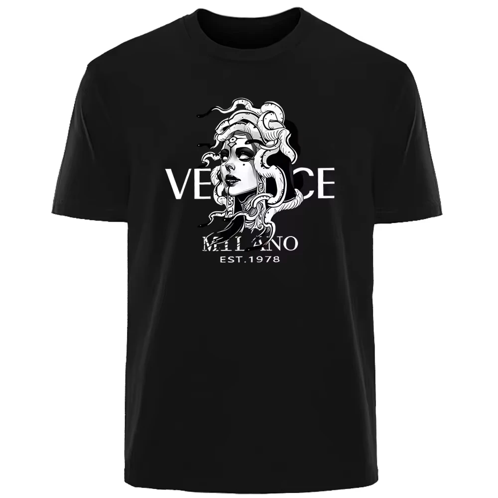 New Italian Popular Luxury Brand Summer Medusa Headshot Printing Daily Commuting Sports Men And Women The Same T-shirt