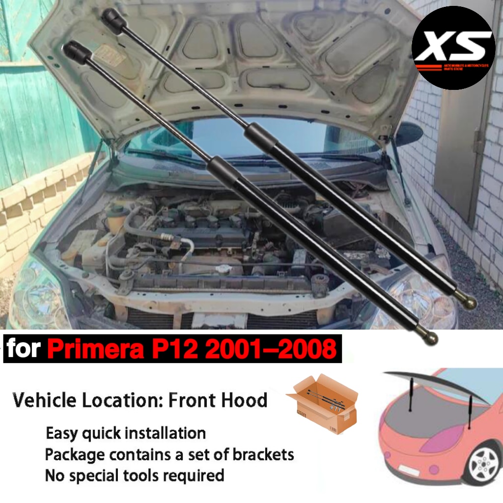 Amortiguadores de capó para Nissan Primera P12 2001-2008, capó delantero, modificación de amortiguadores, varilla de pistón, soportes de elevación, resorte de Gas de fibra de carbono