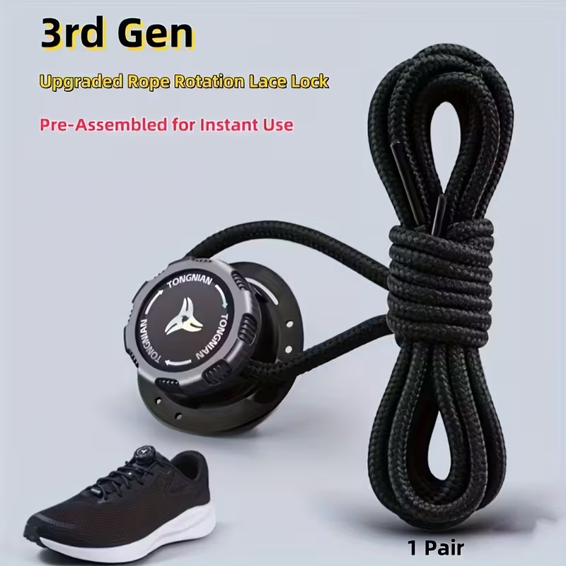Quick-Tie Casual Sneaker Laces， No-Tie Locking System - Plastic Rotating Shoelace Fasteners - Secure Lock Sport Shoe Accessories