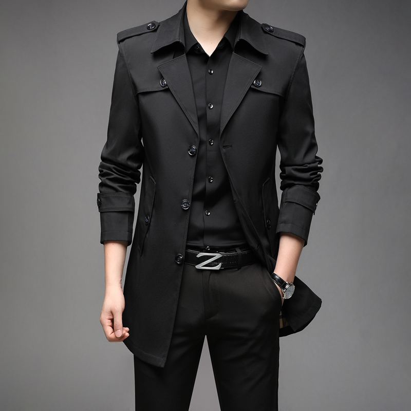 Nueva gabardina de primavera para hombre, gabardinas largas de estilo inglés a la moda, chaquetas informales para hombre, cazadora, ropa de marca para hombre 2022
