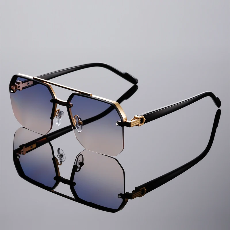 GM LUMIAS Oversized semi-randloze zonnebril Herenmode Vintage Gradiënt Casual Shades Luxe merkontwerp Outdoor zonnebril