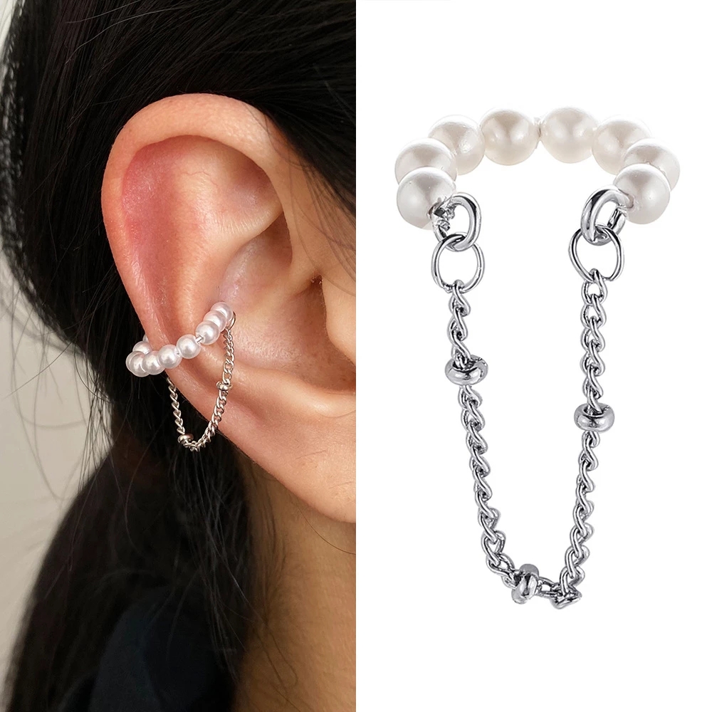 1PC moda srebrna perła klipsy do uszu Ear Cuff dla kobiet mężczyzn non-piercing fałszywy klip na małżowinę kolczyki hurtownia biżuterii dziewczyna prezent