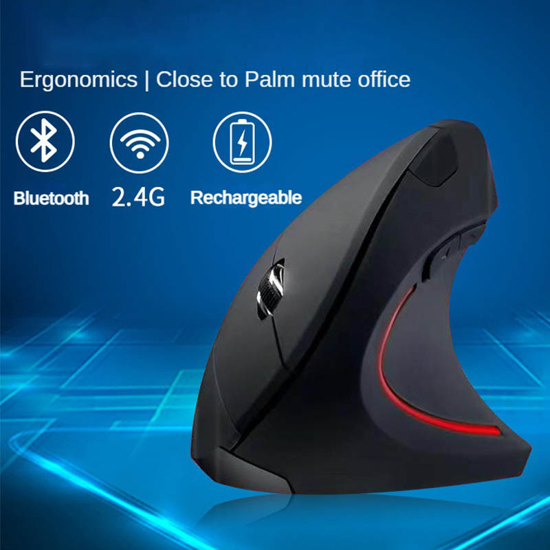Ratón Vertical inalámbrico Bluetooth 800 1200 1600 DPI 6 botones agarre lateral personalizado ergonómico 2,4G silencioso Gaming PC ratón de ordenador