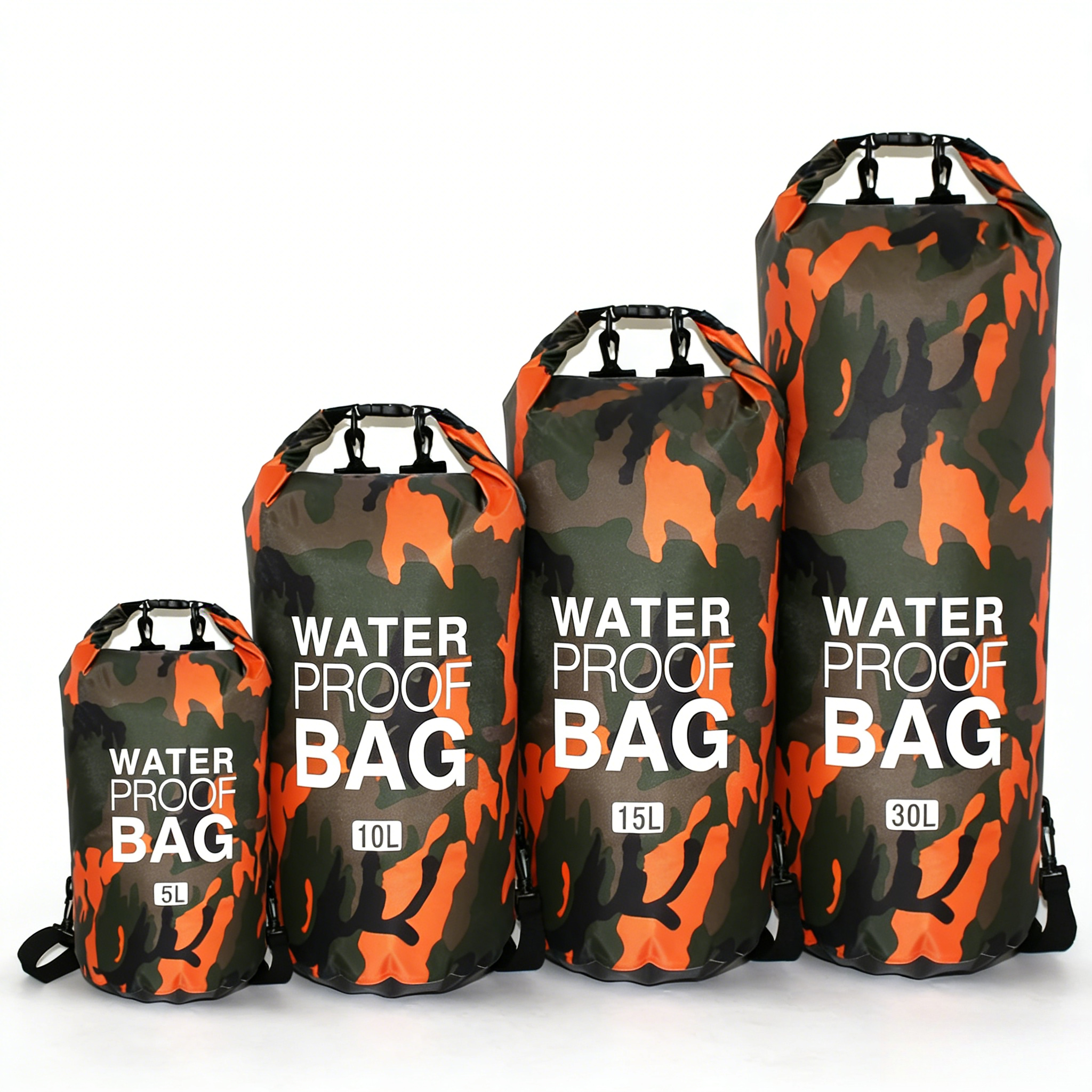 Bolsa Impermeable de Camuflaje para Exteriores de 2/5/10/15/20/30L, Bolsa Seca Portátil para Rafting y Buceo, Bolsas de Natación con Revestimiento de PVC para Senderismo en Ríos