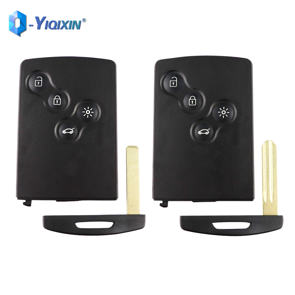 YIQIXIN funda para mando a distancia con tarjeta inteligente para Renault Clio Megane 2 3 Laguna 3 Koleos Fluence Scenic Captur 4 botones hoja de carcasa para llave de coche