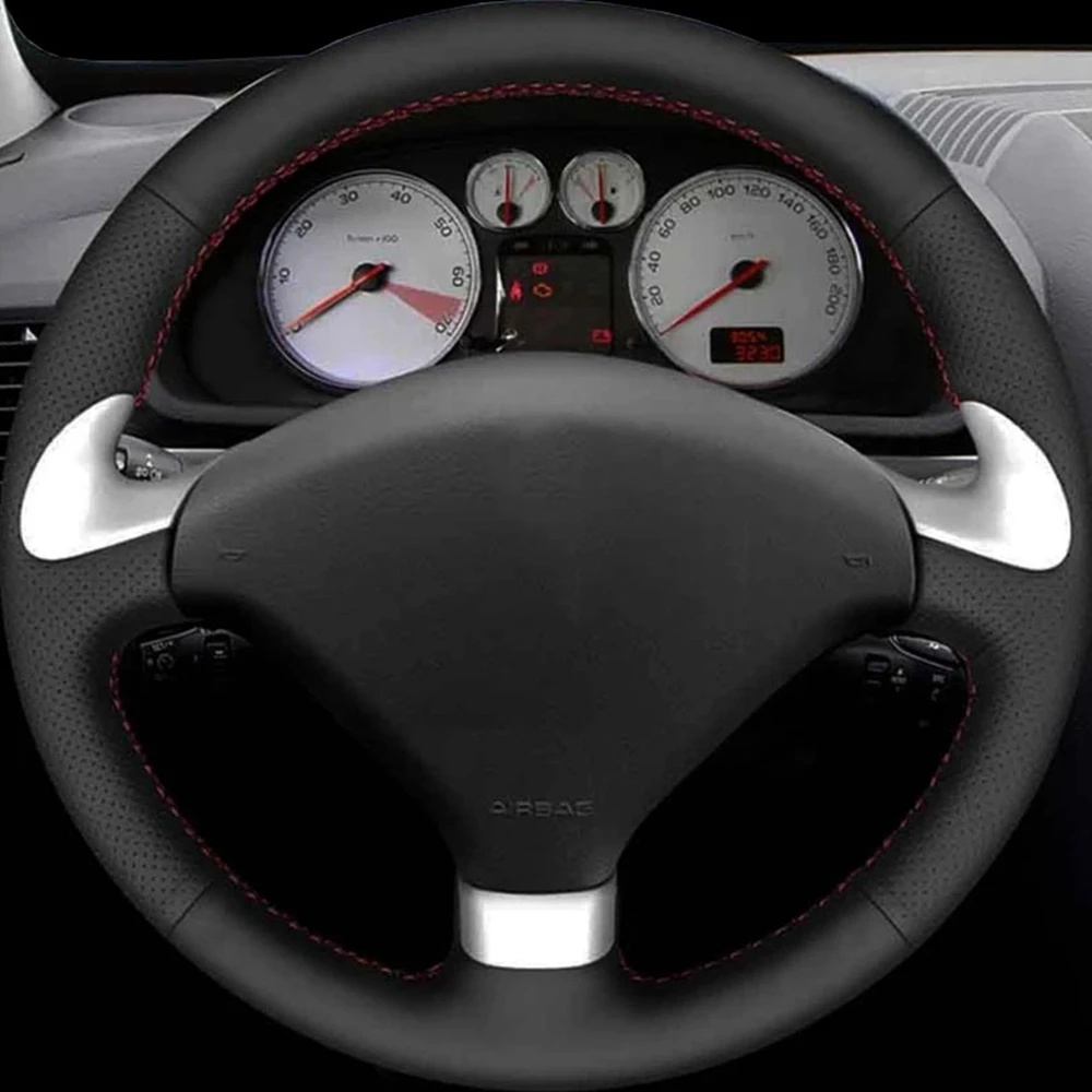 DIY Black Faux LeatherΒ Car Accessories Steering Wheel Cover For Peugeot 307 CC 2004-2009 307 SW 2004-2009 407 407 SW 2004-2009