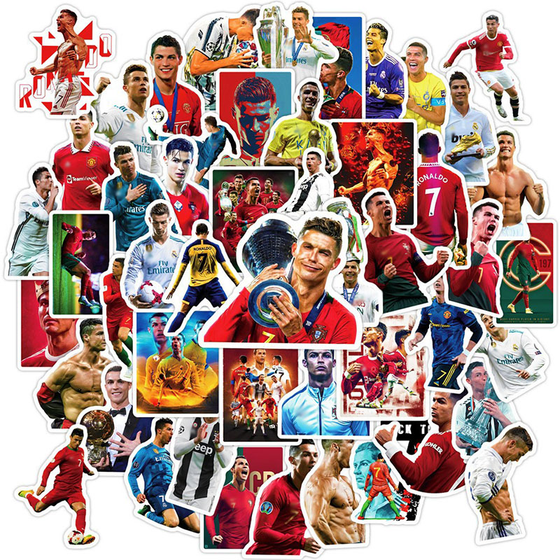 50PCS Cristiano Ronaldo DIY Stickers Phone Trunk Refrigerator Waterproof Anime Stickers Anime Figure Image Toys Sticker Gift