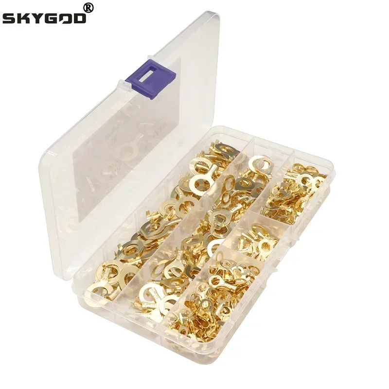 Kit Sortido de Terminais de Cobre Não Isolados M3/M4/M5/M6/M8/M10 com 150/300/540 Peças para Conexão de Cabos e Fios