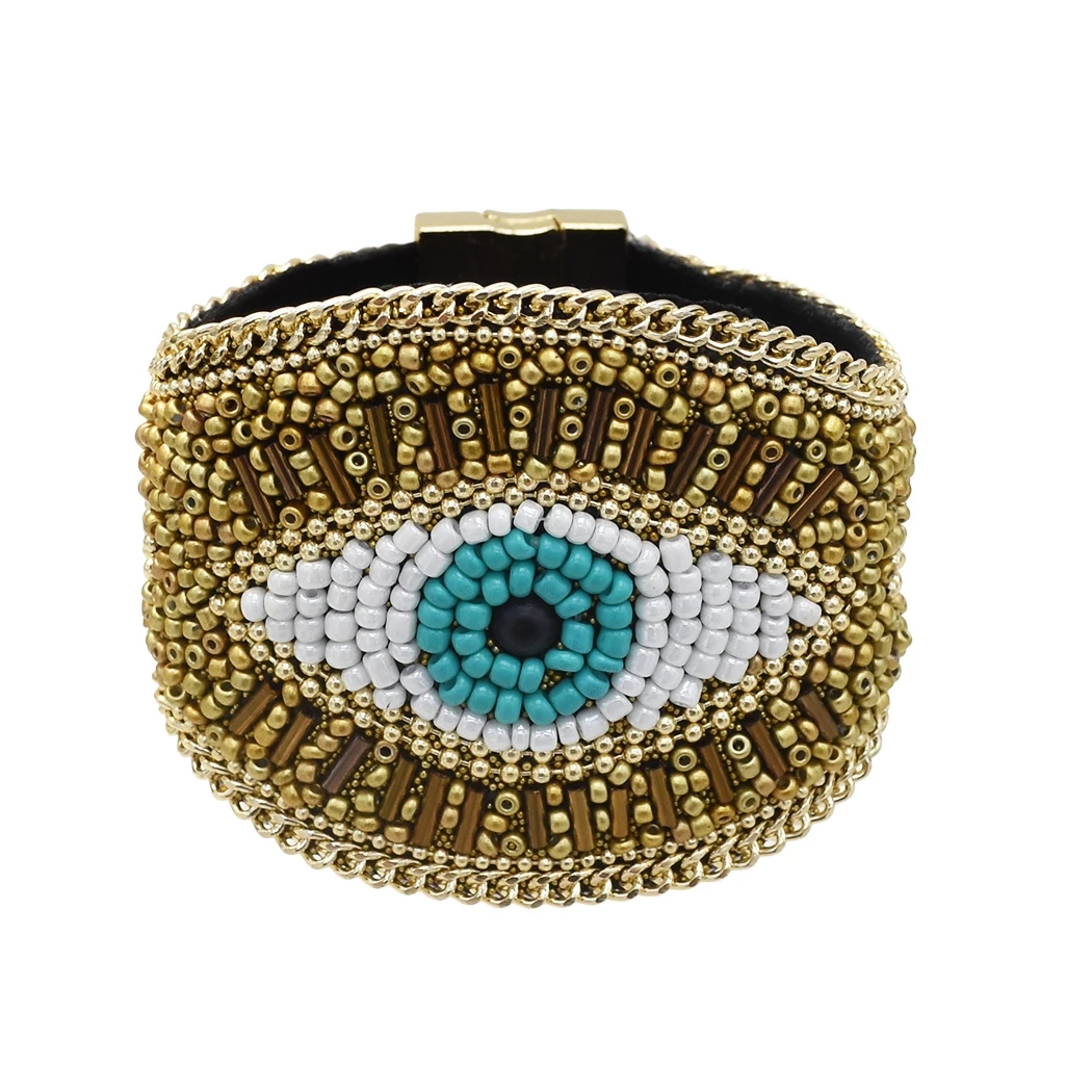 Vintage Handmade Beads Devil Eye Bangles Bracelet for Women Boho Ethnic Arab Afghan Dress Turkish Gypsy Tribal Men's  Jewelry
