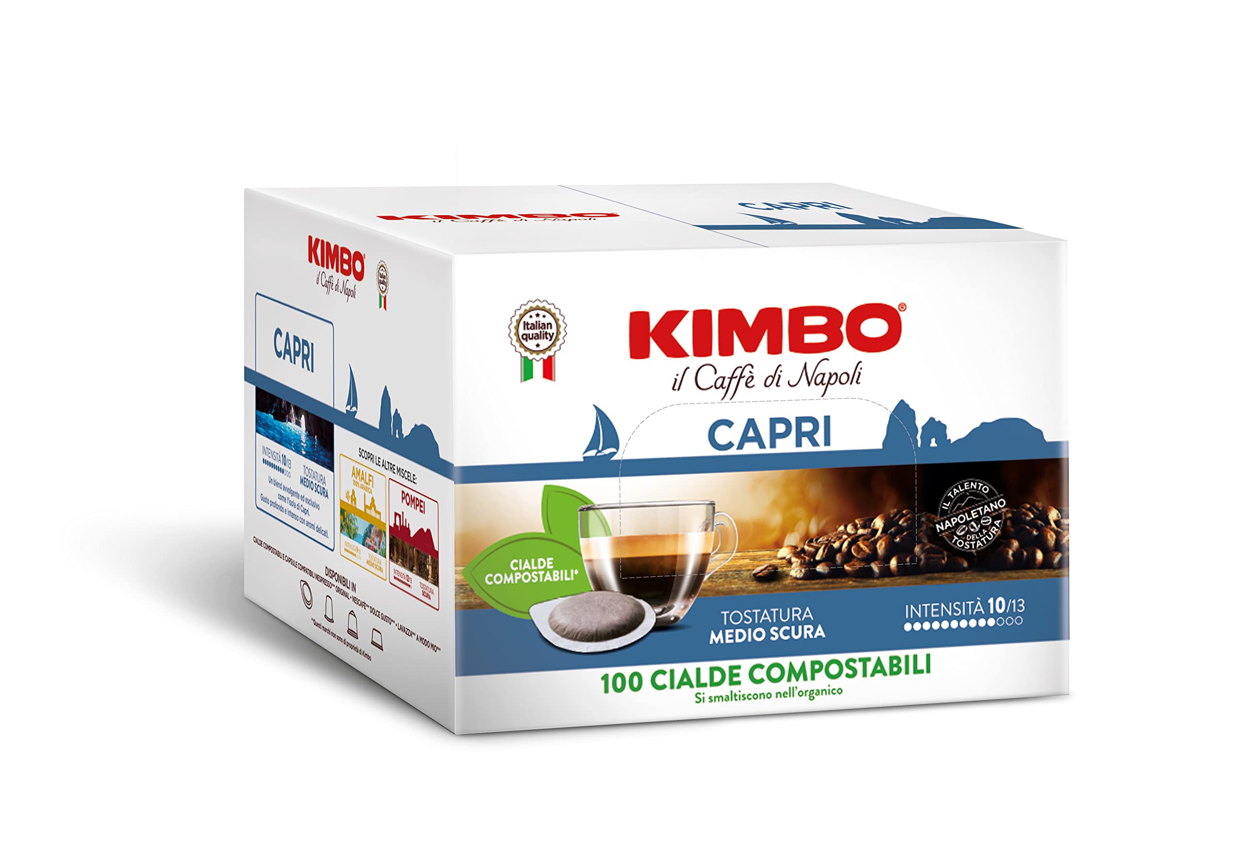 Kimbo Las maravillas del gusto Cápsulas de café compostables ESE Capri - 100 cápsulas