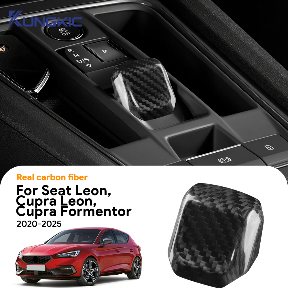 Véritable Fiber de carbone sèche pour Seat Leon MK4/Cupra Leon/Cupra Formentor 2020 2021 2022 2023 2024 2025 LHD RHD, garniture Konb de changement de vitesse