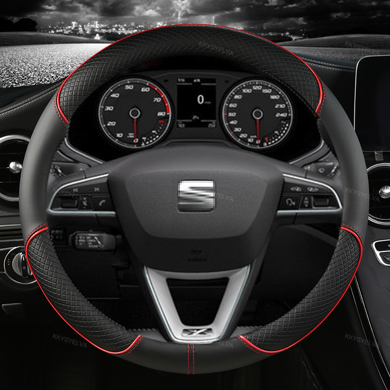 Coprivolante per auto in pelle microfibra 38 cm antiscivolo per Seat Tarraco Arona Ateca Ibiza Toledo Mii Leon Arosa Exeo ST FR