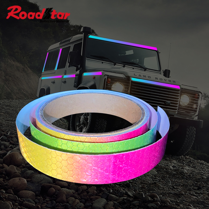Roadstar многоразмерная Радужная призматическая отражающая лента из ПВХ, автомобильная наклейка для безопасности дороги