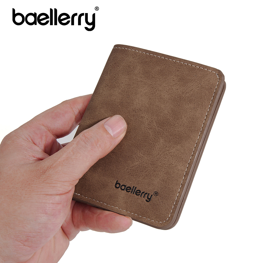 Cartera Baellerry para hombre de piel sintética con bolsillo frontal minimalista con clip para billetes esenciales de viaje
