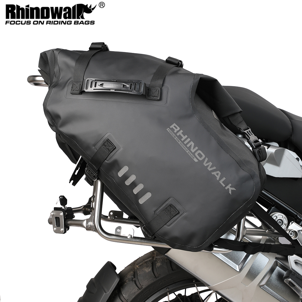 Rhinowalk-saco lateral dobro da motocicleta, bloco do armazenamento, 100% impermeável, grande capacidade, pannier do motor, 2 PCes, 18L, 28L, 48L