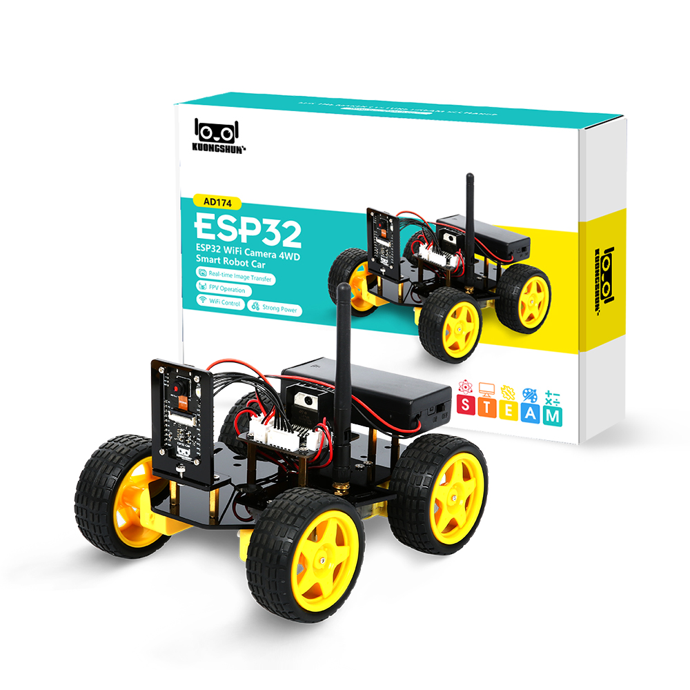 Robot inteligente 4WD para coche, Kit de automatización con cámara ESP32, Wifi, programación Arduino, ESP, con antena, aprendizaje, Kit completo de codificación