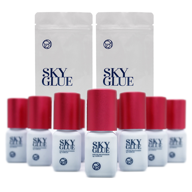 10 Flaschen SKY Tutkal Kirpik Uzatma Korean 5 ml Siyah Kırmızı Mavi Kap Güzellik Sağlık Lava Kirpik Dükkanı Makyaj Araçları Yapıştırıcı