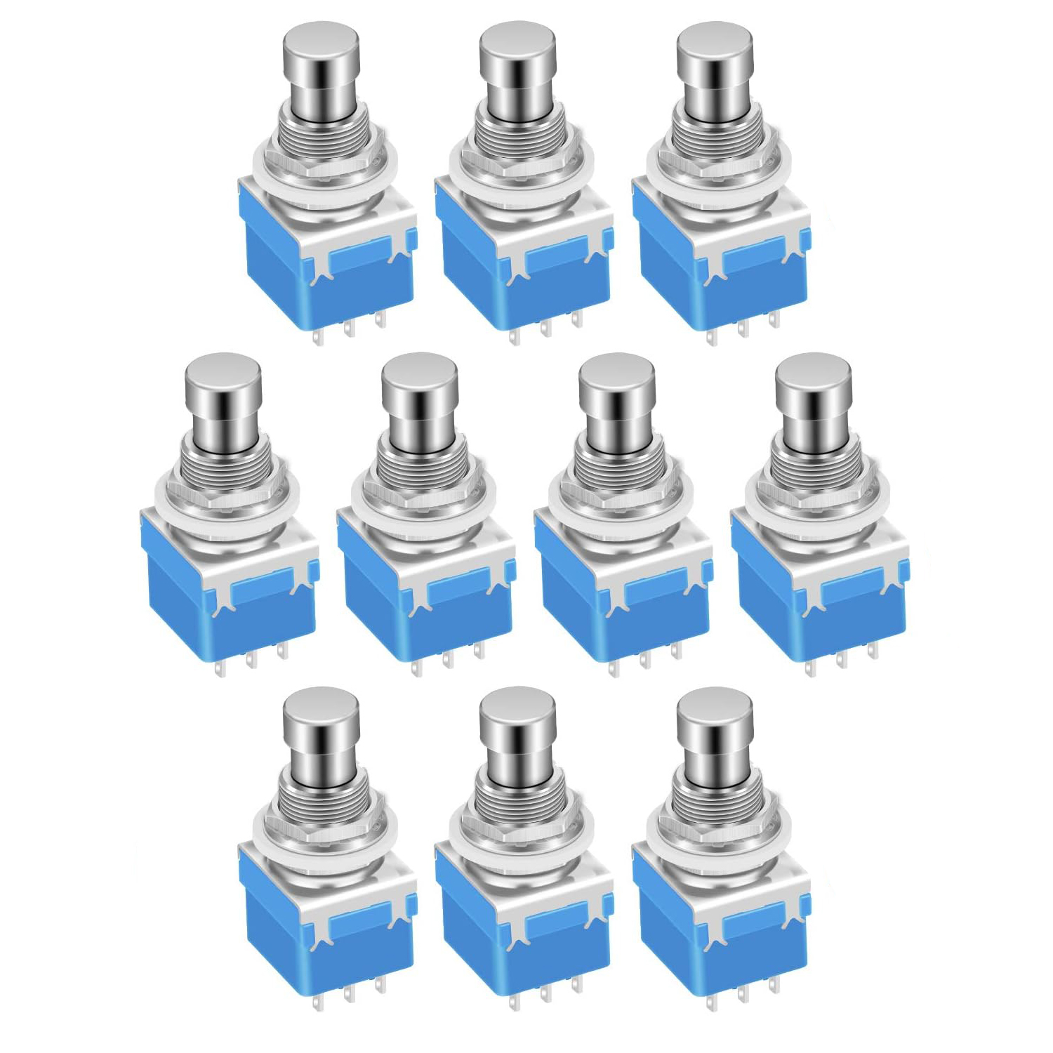 DaierTek 10PCS 기타 이펙트 페달 3PDT 풋스위치 9 핀 래칭 스톰프 푸시 버튼 풋 스위치 트루 바이패스 솔더 러그