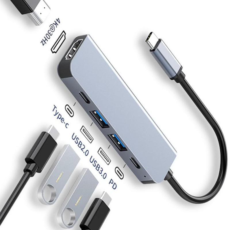 Hub USB C a 4K Compatible con HDMI USB 3,0 2,0 tipo C PD base de carga para MacBook iPad Samsung S10 Dex TV ratón teclado U disco