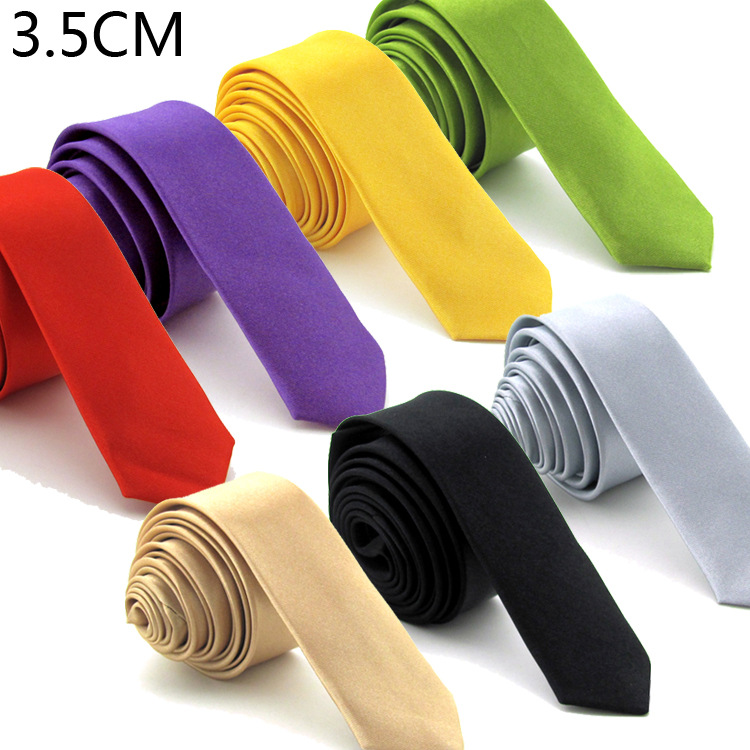 Super cienki krawat 3cm satynowa czerwona żółta czarna porządna krawaty Handmade moda męska chudy wąski krawat na wesele