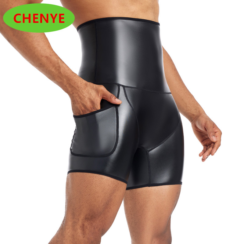 Pantalones cortos Paty para hombre, nuevos pantalones cortos para correr para hombre, pantalones de cuero elásticos de cintura alta, pantalones cortos deportivos para gimnasio, pantalones cortos de entrenamiento para correr y Fitness