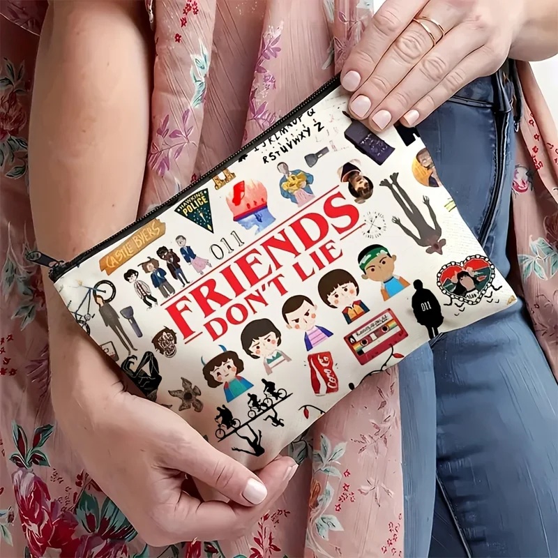 Eine Make-up-Tasche für Fernsehprodukte – niedliche, multifunktionale Reißverschlusstasche für Damen, Schmuckaufbewahrungstasche, perfekte kleine Reisetasche mit Reißverschluss