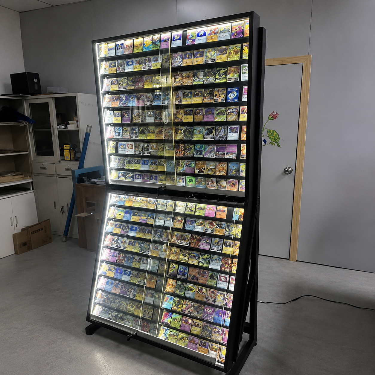 Vitrine voor verzamelkaarten met led-verlichting, op maat gemaakt voor TGC-winkels, voor gegradeerde sport- en honkbalkaarten.