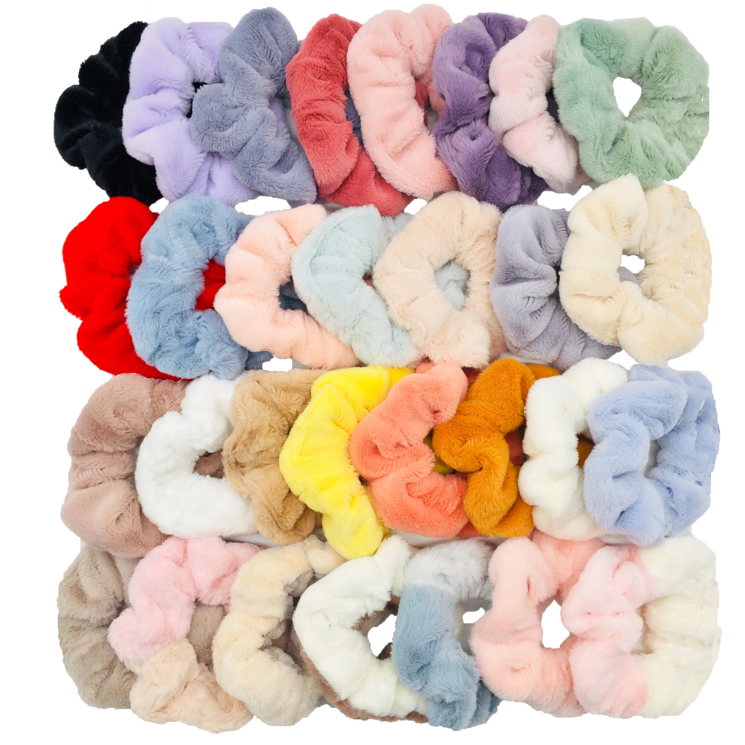 Chouchous pour cheveux, bande élastique en fourrure pour femmes et filles, support queue de cheval, attaches en caoutchouc, accessoires en peluche, fausse fourrure, bandeau en mousseline douce, 6 pièces