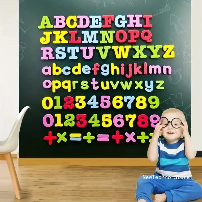 Letras magnéticas números alfabeto ABC 123 imanes de nevera plástico educativo preescolar juguete de aprendizaje conjunto mayúsculas matemáticas minúsculas
