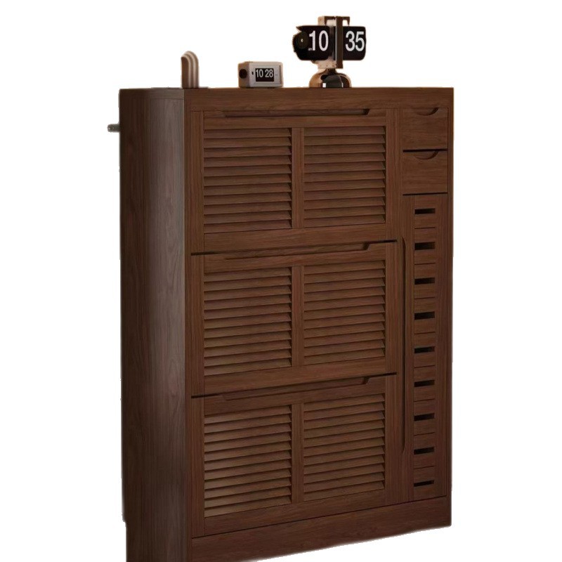 Installation-free all solid wood at the door of the home, ultra-thin porch cabinet, storage cabinet integrated against the wall