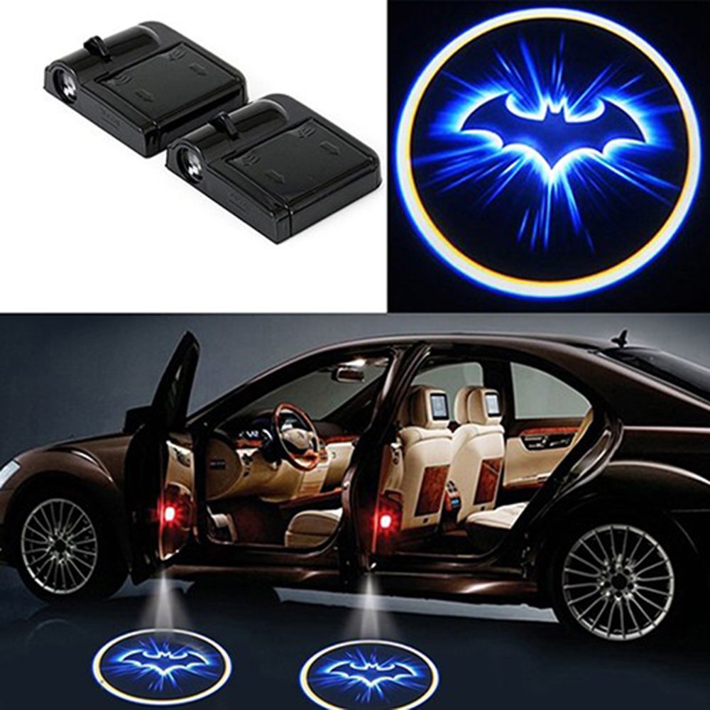 1PC ワイヤレス車バットロゴドア装飾ライトシャドウ LED ウェルカムレーザープロジェクターランプインテリアアクセサリー装飾品