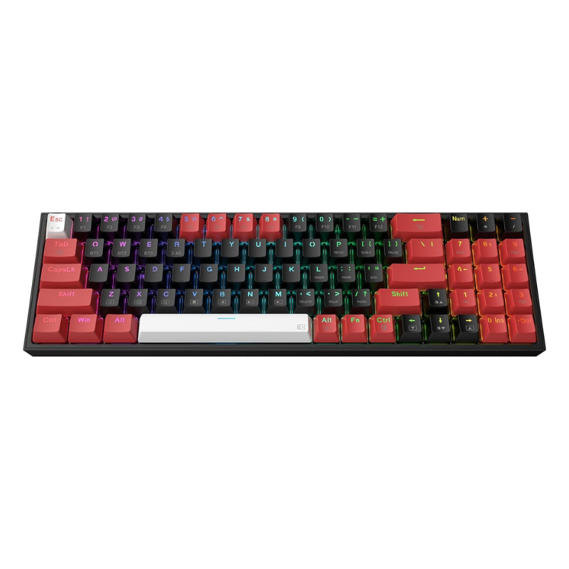 Redragon K628 PRO 75% 3 modos Bluetooth 2,4 Ghz inalámbrico RGB USB LED teclado para juegos 78 teclas intercambiables en caliente compacto mecánico