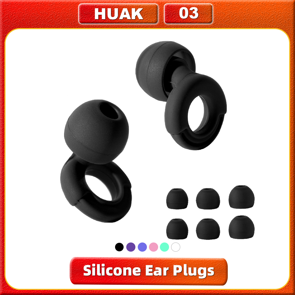 HUAK シリコン耳栓 水泳用 睡眠ノイズキャンセル ノイズリダクション - 防音 干渉を軽減 - 高品質ループ耳栓