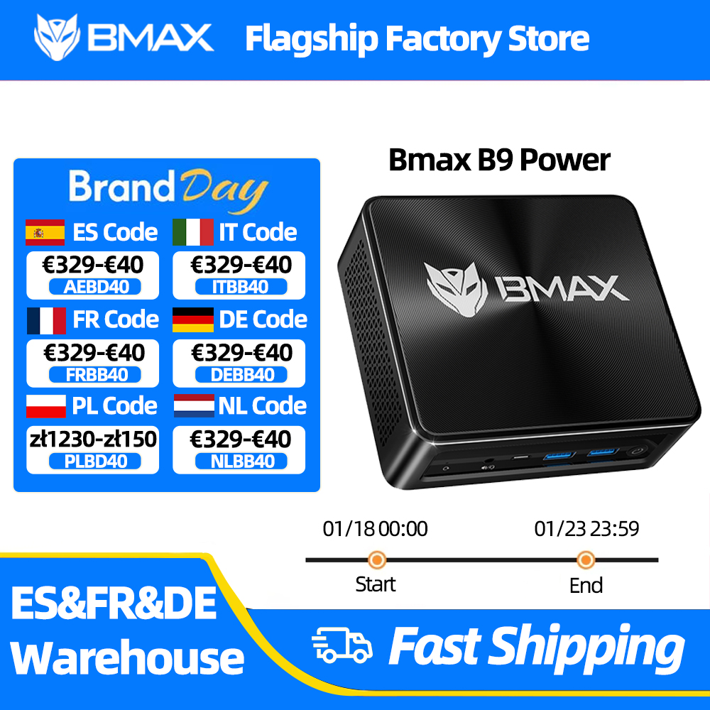 Bmax B9 Power Mini Pc Intel Core I9-12900H 14 Núcleos Max 5.0Ghz 24Gb 32Gb Ram 1Tb Ssd Wifi 6 Bluetooth 5.2