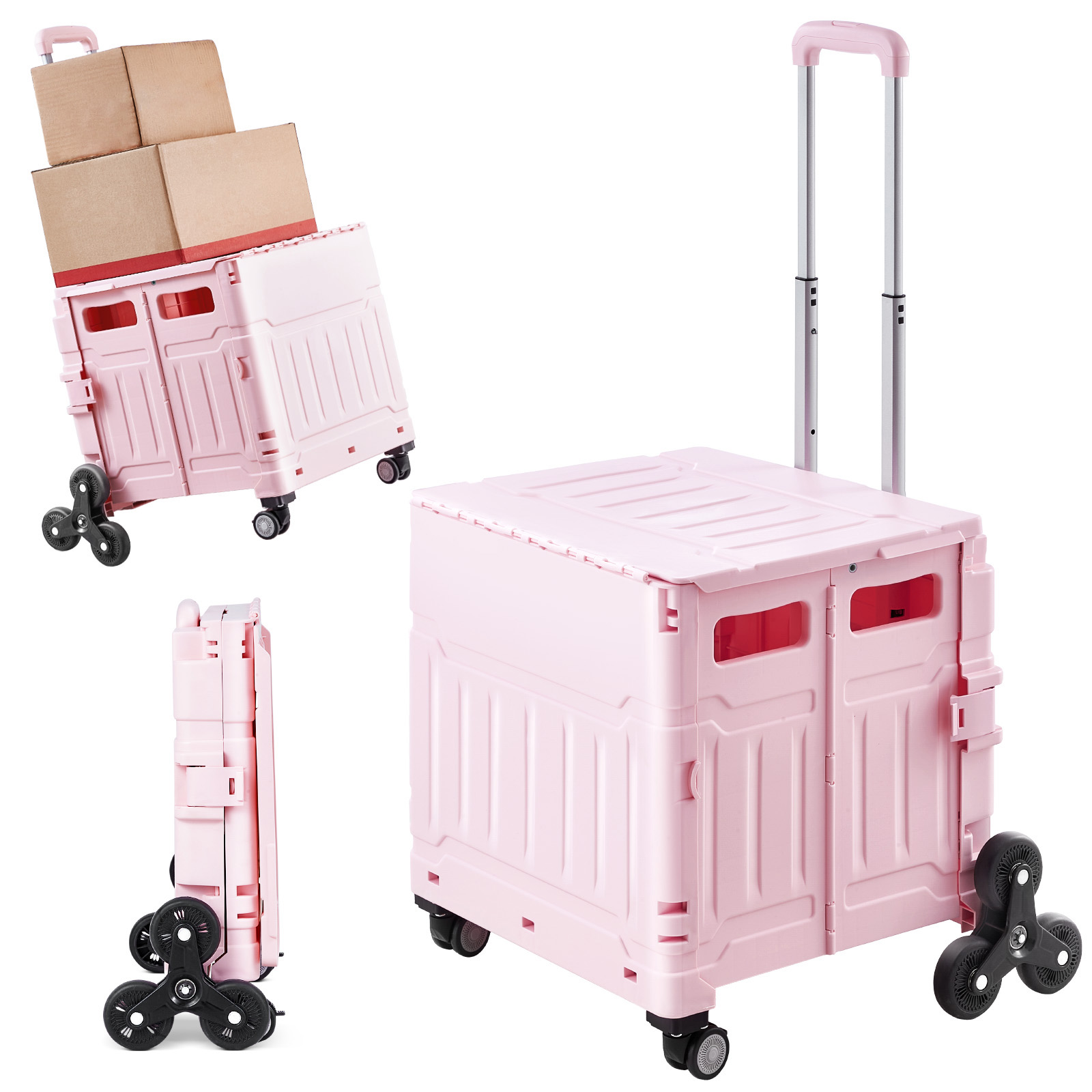 SucceBuy Wózek schodowy 68 kg Składany wózek transportowy z kółkami Składany wózek na kółkach do sklepu biurowego