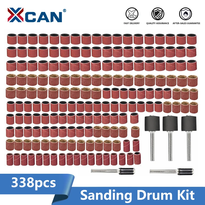 XLilSponcing Drum Kit, Bande de ponçage, Mandrin en caoutchouc pour Dremel, Outils éloignés, Papier abrasif, 338, 120, 320, #60, #3/8, #1/4, 1/2 pièces