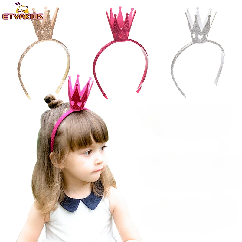 Tiaras con purpurina para niños, diademas con corona 3D para niñas, palillos para el pelo de princesa para Festival brillante, accesorios para el cabello para niñas