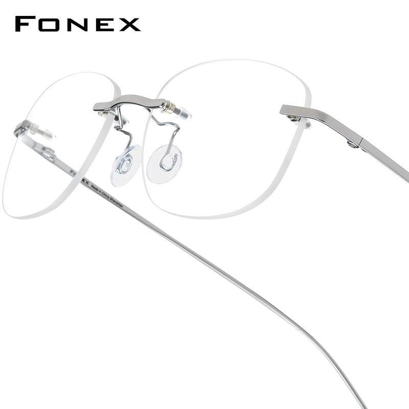 FONEX alliage lunettes cadre hommes nouvelle marque Design sans monture lunettes carrées femmes sans cadre japonais ultraléger lunettes 8107