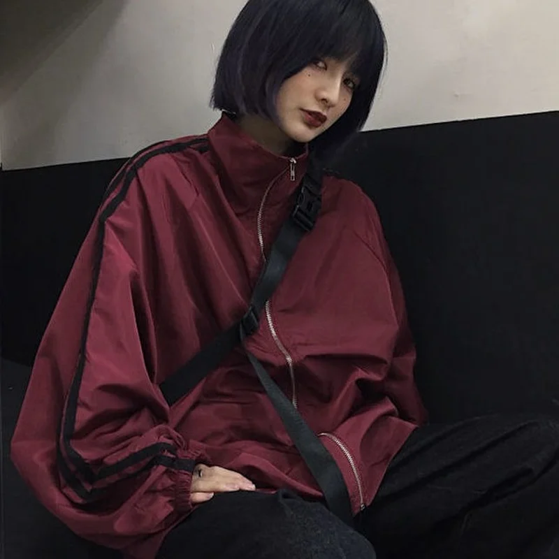 オーバーサイズジャケットの女性 2024 BF スタイルシックな原宿日焼け防止韓国ウインドブレーカージャケットコートジッパーストリート秋のアウター