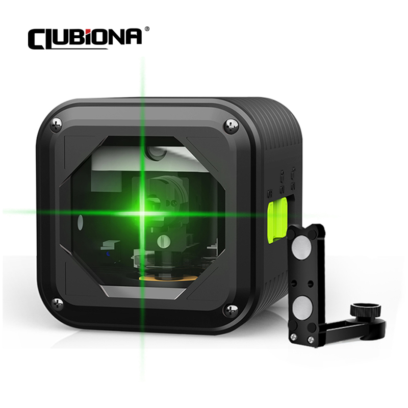 ClUBIONA MD02GS przenośne 2 linie samopoziomujące Laser z zielonym strumieniem poziome i pionowe typu krzyżowego