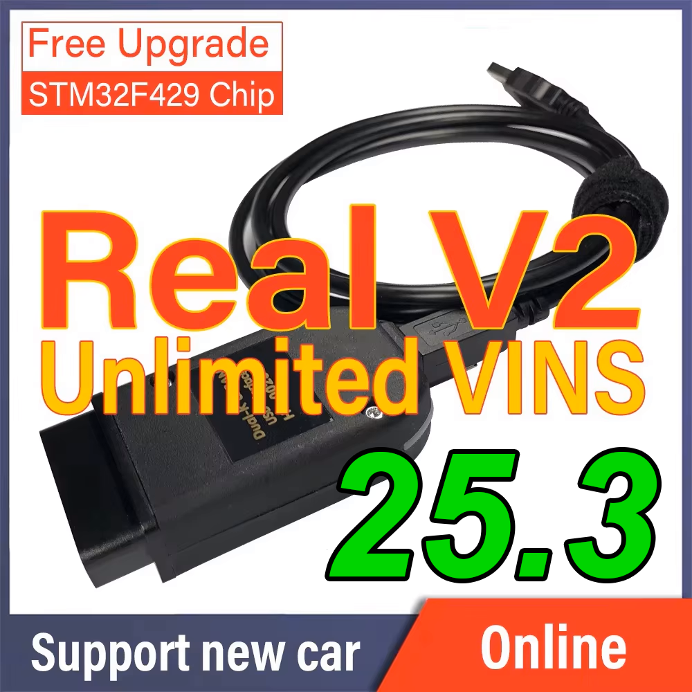 Vag Com Real Hex V2 1996-2024 aktualizacja Unlimits VINs Hex-V2 24.7 ze sprzętowym interfejsem Usb do kodowania diagnostycznego skanera VCDS