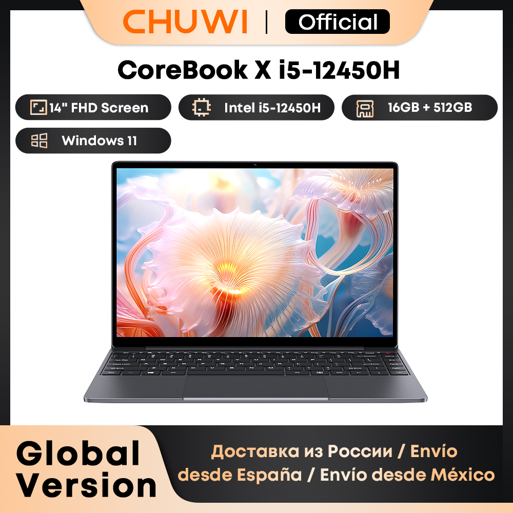 Chuwi corebook x laptop i5-12450H 8 núcleos 14 polegadas fhd ips tela 16gb ram 512gb ssd wifi 6 windows 11 gaming notebook computador pc