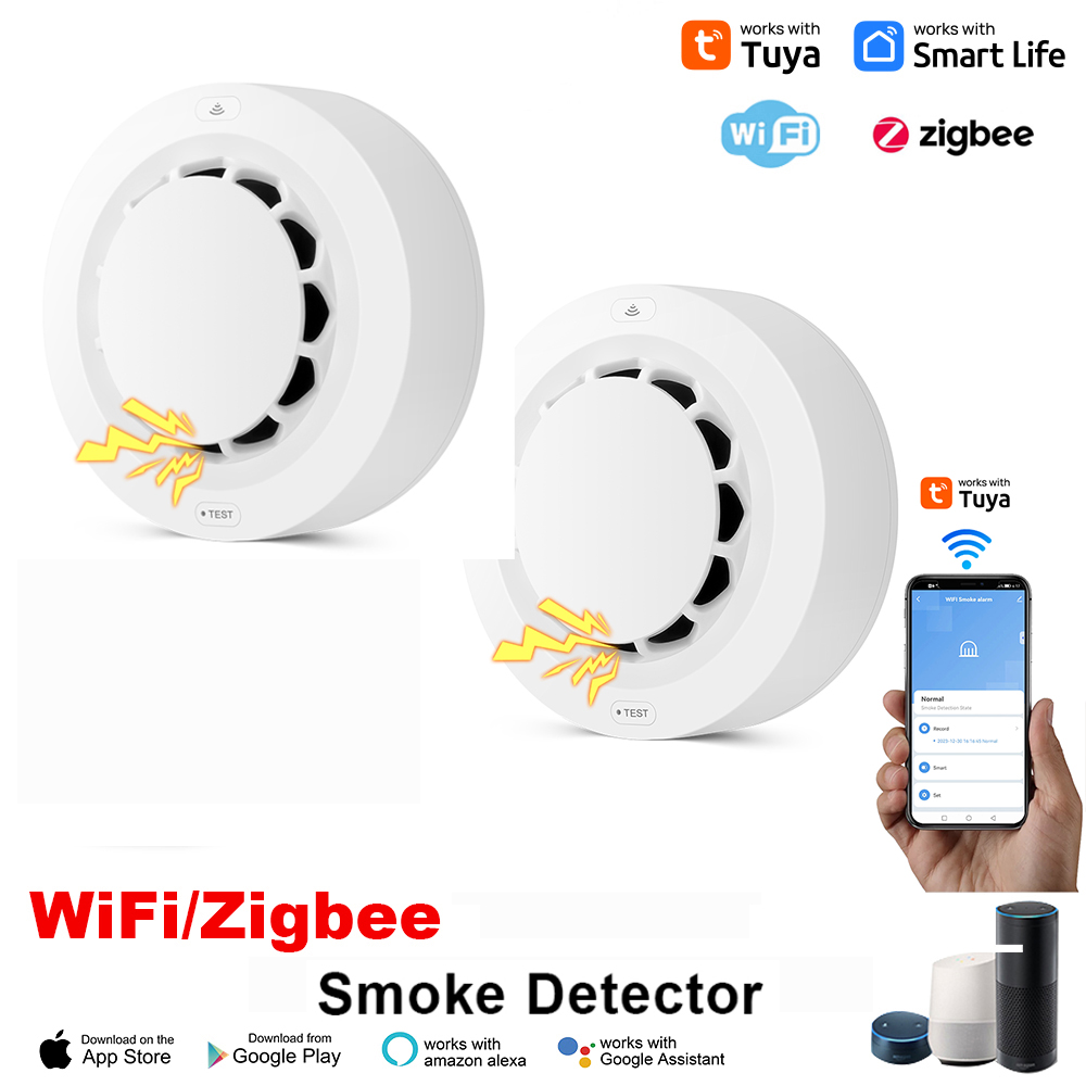 Tuya WiFi/Zigbee Rookmelder Foto-elektrische Sensor Brandalarm Thuis Keuken Beveiligingssysteem Werk met Smart Life APP