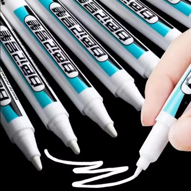 Stylos marqueurs permanents blancs 0.7/1.0/2.5MM, stylo de peinture pour bois, plastique, cuir, verre, pierre, métal, fournitures de peinture artistique