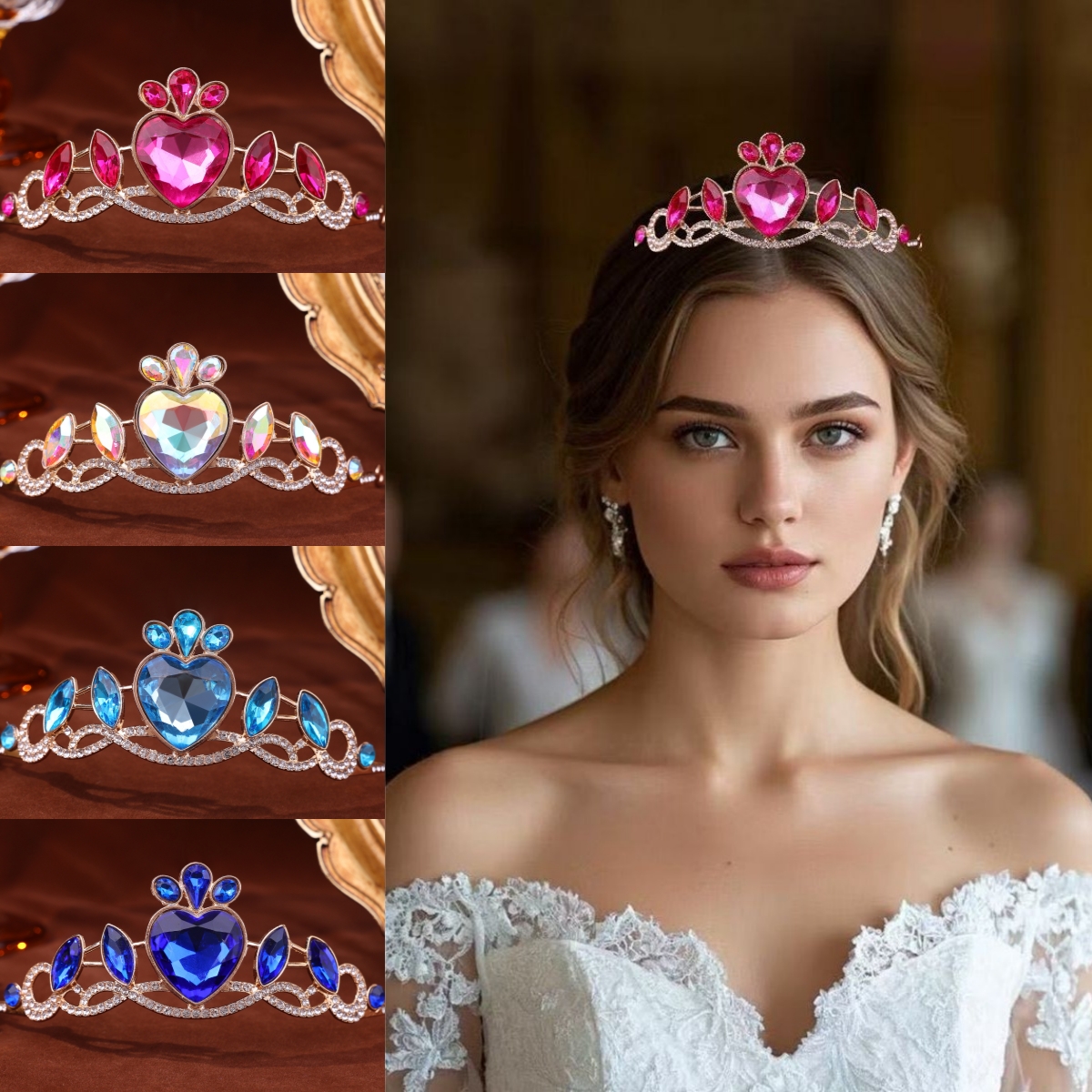 Tiaras y coronas de cristal a la moda, diadema para mujer, accesorios para el cabello de boda, joyería, Tiara de corona, diadema, regalo
