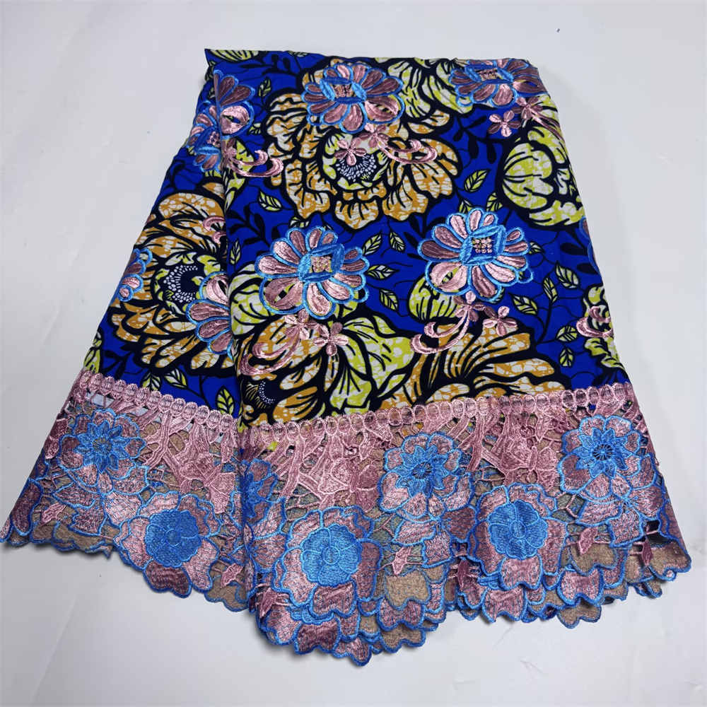 Kain Brokat Lilin Prancis Guipure Kain Lilin Bermotif Bordir Afrika Kain Lilin Katun Ankara Untuk Gaun Wanita 6 Yard